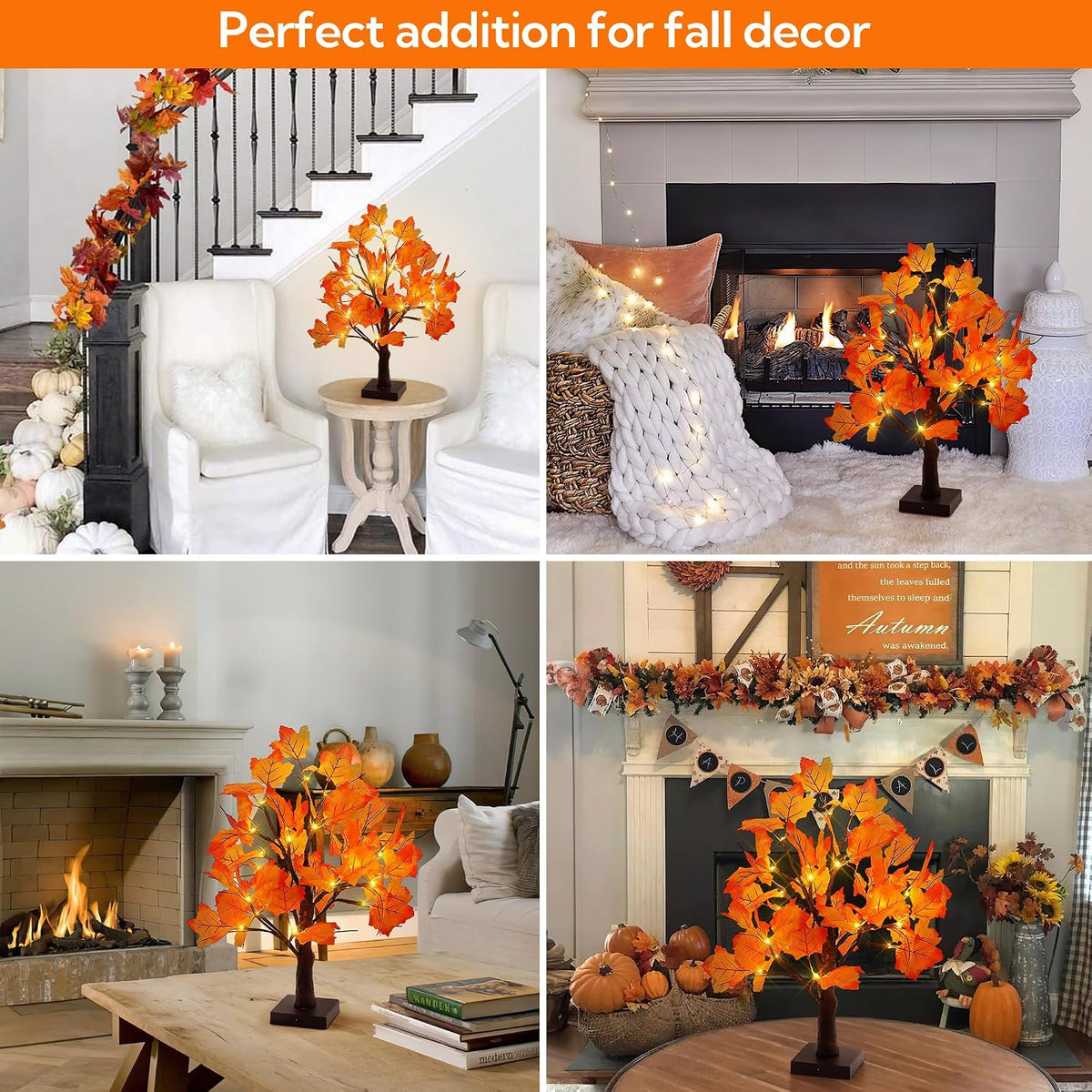 Lighted Maple Fall Tree Autumn Thanksgiving Tabletop Decor