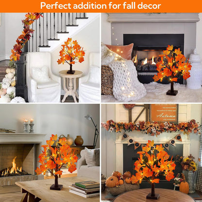 Lighted Maple Fall Tree Autumn Thanksgiving Tabletop Decor