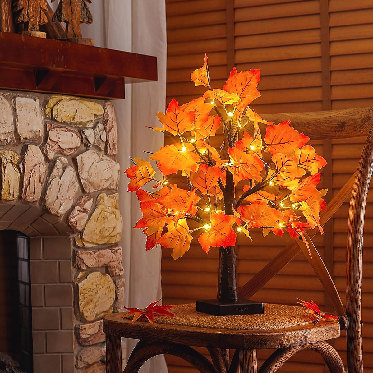 Lighted Maple Fall Tree Autumn Thanksgiving Tabletop Decor