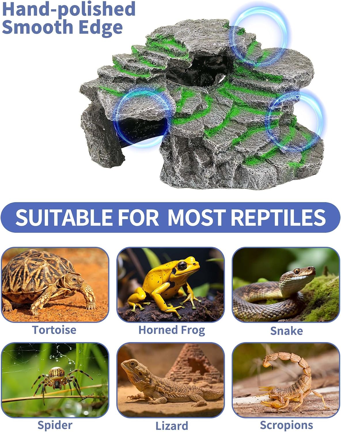 Turtle Basking Platform Turtle Tank Decoration for Aquariums & Terrarium, Turtle, Lizard, Reptile Habitat Hideout (Black)