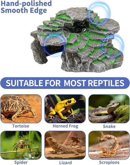 Turtle Basking Platform Turtle Tank Decoration for Aquariums & Terrarium, Turtle, Lizard, Reptile Habitat Hideout (Black)