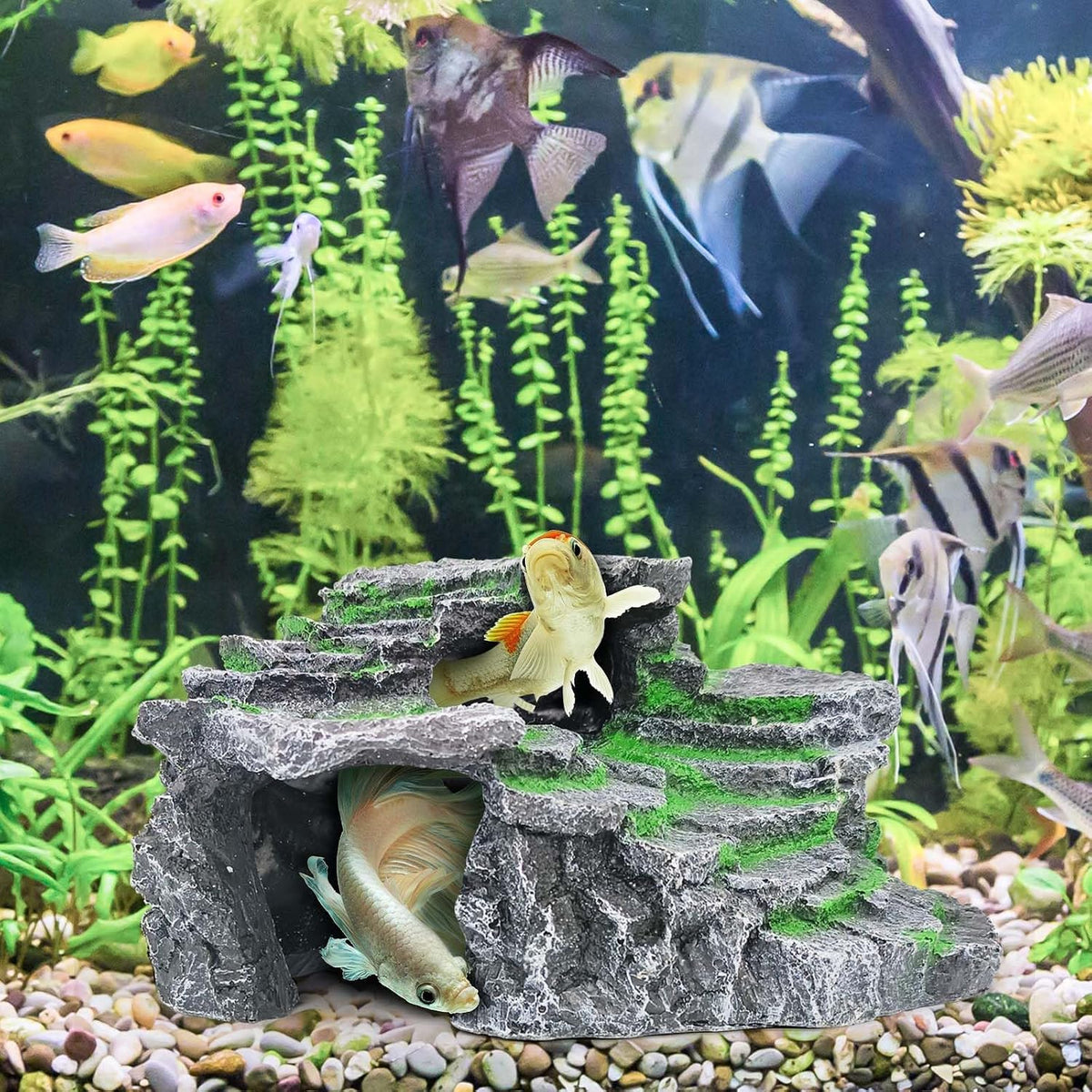 Turtle Basking Platform Turtle Tank Decoration for Aquariums & Terrarium, Turtle, Lizard, Reptile Habitat Hideout (Black)