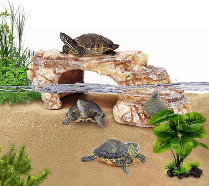 Turtle Basking Platform Turtle Tank Decoration for Aquariums & Terrarium, Turtle, Lizard, Reptile Habitat Hideout (Black)
