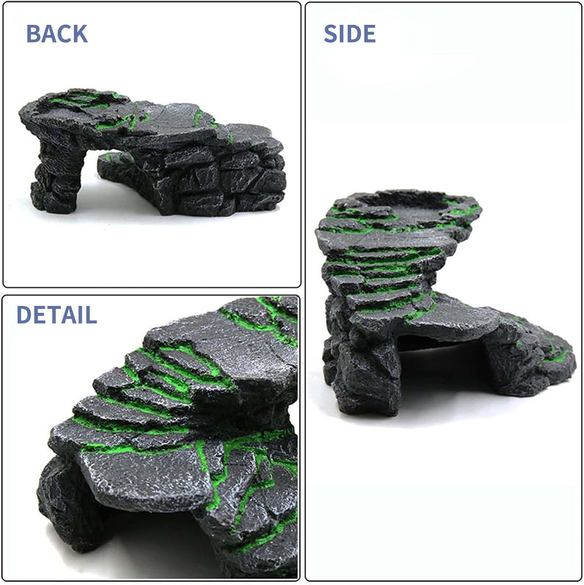 Turtle Basking Platform Turtle Tank Decoration for Aquariums & Terrarium, Turtle, Lizard, Reptile Habitat Hideout (Black)