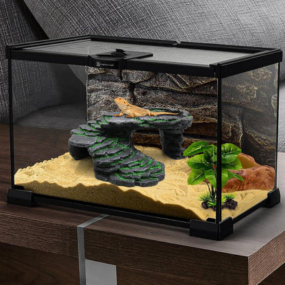 Turtle Basking Platform Turtle Tank Decoration for Aquariums & Terrarium, Turtle, Lizard, Reptile Habitat Hideout (Black)