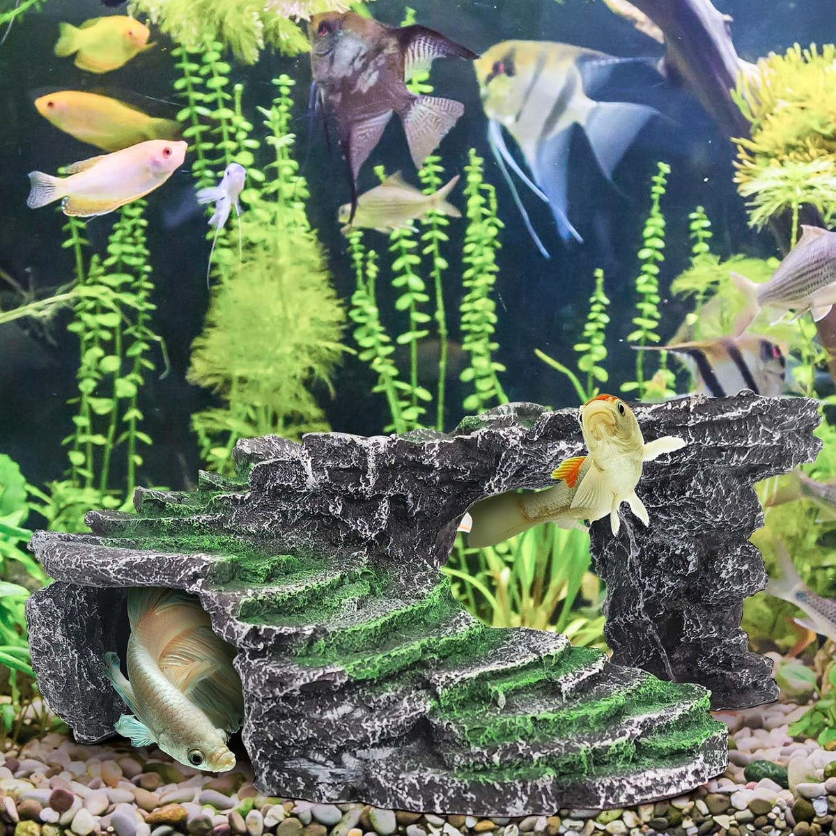 Turtle Basking Platform Turtle Tank Decoration for Aquariums & Terrarium, Turtle, Lizard, Reptile Habitat Hideout (Black)