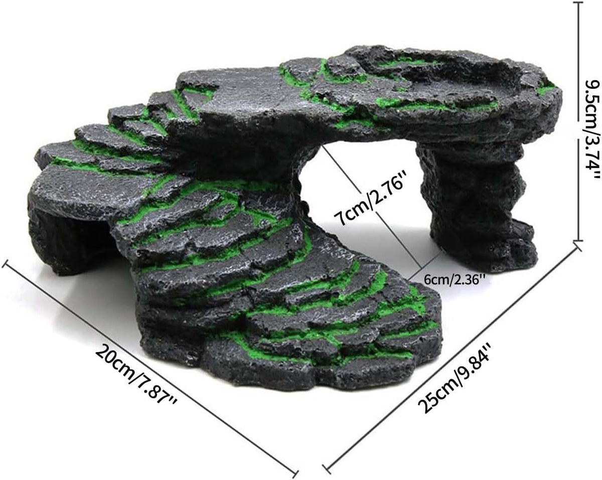 Turtle Basking Platform Turtle Tank Decoration for Aquariums & Terrarium, Turtle, Lizard, Reptile Habitat Hideout (Black)