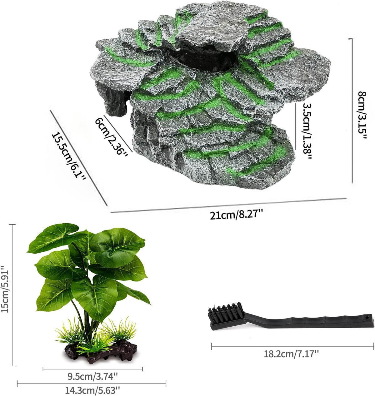 Turtle Basking Platform Turtle Tank Decoration for Aquariums & Terrarium, Turtle, Lizard, Reptile Habitat Hideout (Black)