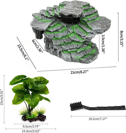 Turtle Basking Platform Turtle Tank Decoration for Aquariums & Terrarium, Turtle, Lizard, Reptile Habitat Hideout (Black)