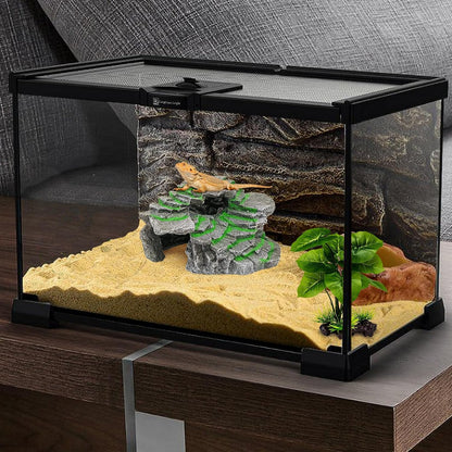 Turtle Basking Platform Turtle Tank Decoration for Aquariums & Terrarium, Turtle, Lizard, Reptile Habitat Hideout (Black)