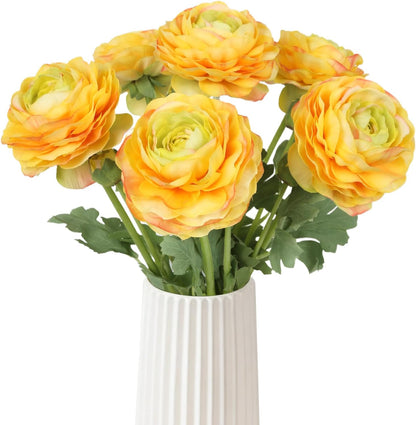 Ranunculus Artificial Flowers,6PCS Red Artificial Flowers Real Touch Faux Peony Flower Stems for DIY Wedding Bouquet Party Table Home Decor(Red)