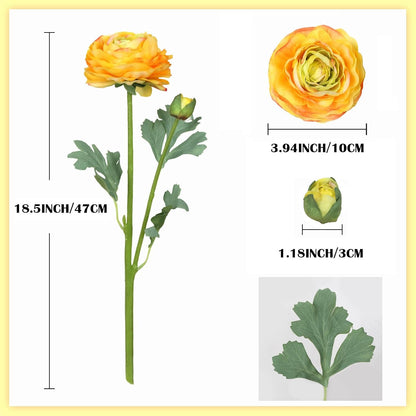 Ranunculus Artificial Flowers,6PCS Red Artificial Flowers Real Touch Faux Peony Flower Stems for DIY Wedding Bouquet Party Table Home Decor(Red)