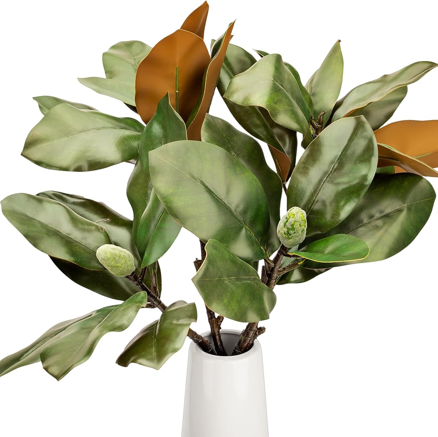 4 Pcs Magnolia Artificial Leaves Branches 22 Inch 3D Real Touch Faux Magnolia Stems Fake Magnolia Twigs for Indoor Outdoor Vase Filling Home Wedding Floral Arrangement Decoration