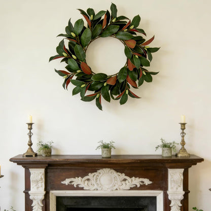 4 Pcs Magnolia Artificial Leaves Branches 22 Inch 3D Real Touch Faux Magnolia Stems Fake Magnolia Twigs for Indoor Outdoor Vase Filling Home Wedding Floral Arrangement Decoration
