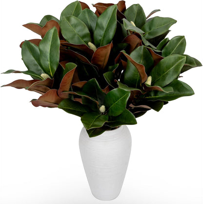 4 Pcs Magnolia Artificial Leaves Branches 22 Inch 3D Real Touch Faux Magnolia Stems Fake Magnolia Twigs for Indoor Outdoor Vase Filling Home Wedding Floral Arrangement Decoration