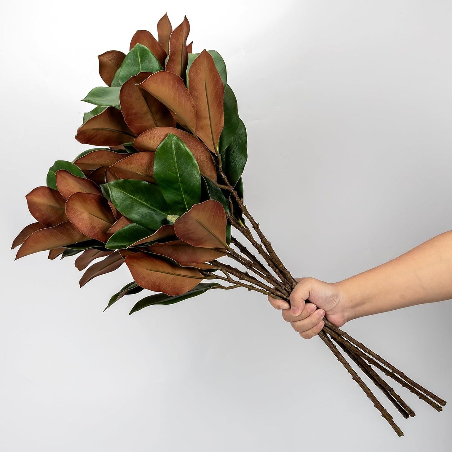 4 Pcs Magnolia Artificial Leaves Branches 22 Inch 3D Real Touch Faux Magnolia Stems Fake Magnolia Twigs for Indoor Outdoor Vase Filling Home Wedding Floral Arrangement Decoration