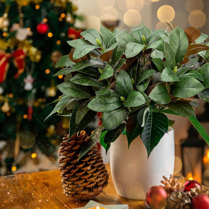 4 Pcs Magnolia Artificial Leaves Branches 22 Inch 3D Real Touch Faux Magnolia Stems Fake Magnolia Twigs for Indoor Outdoor Vase Filling Home Wedding Floral Arrangement Decoration