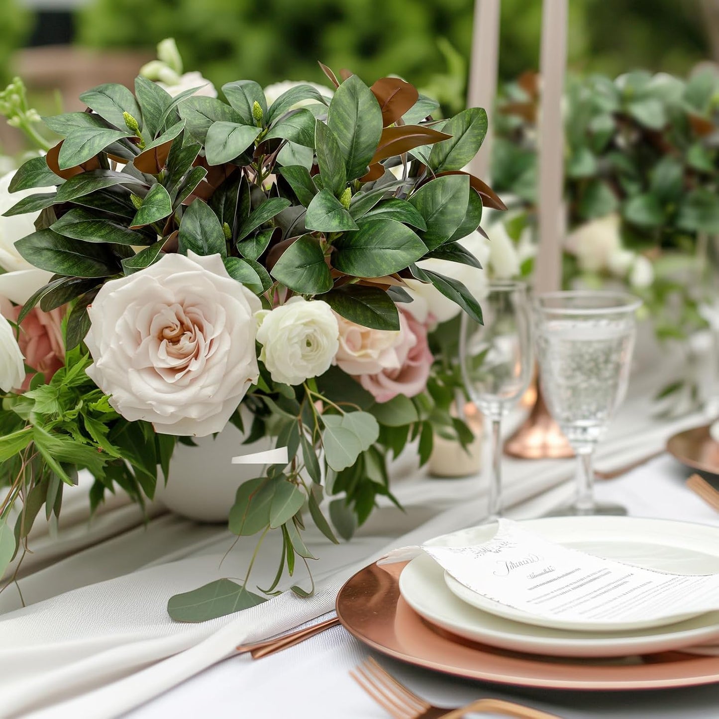 4 Pcs Magnolia Artificial Leaves Branches 22 Inch 3D Real Touch Faux Magnolia Stems Fake Magnolia Twigs for Indoor Outdoor Vase Filling Home Wedding Floral Arrangement Decoration