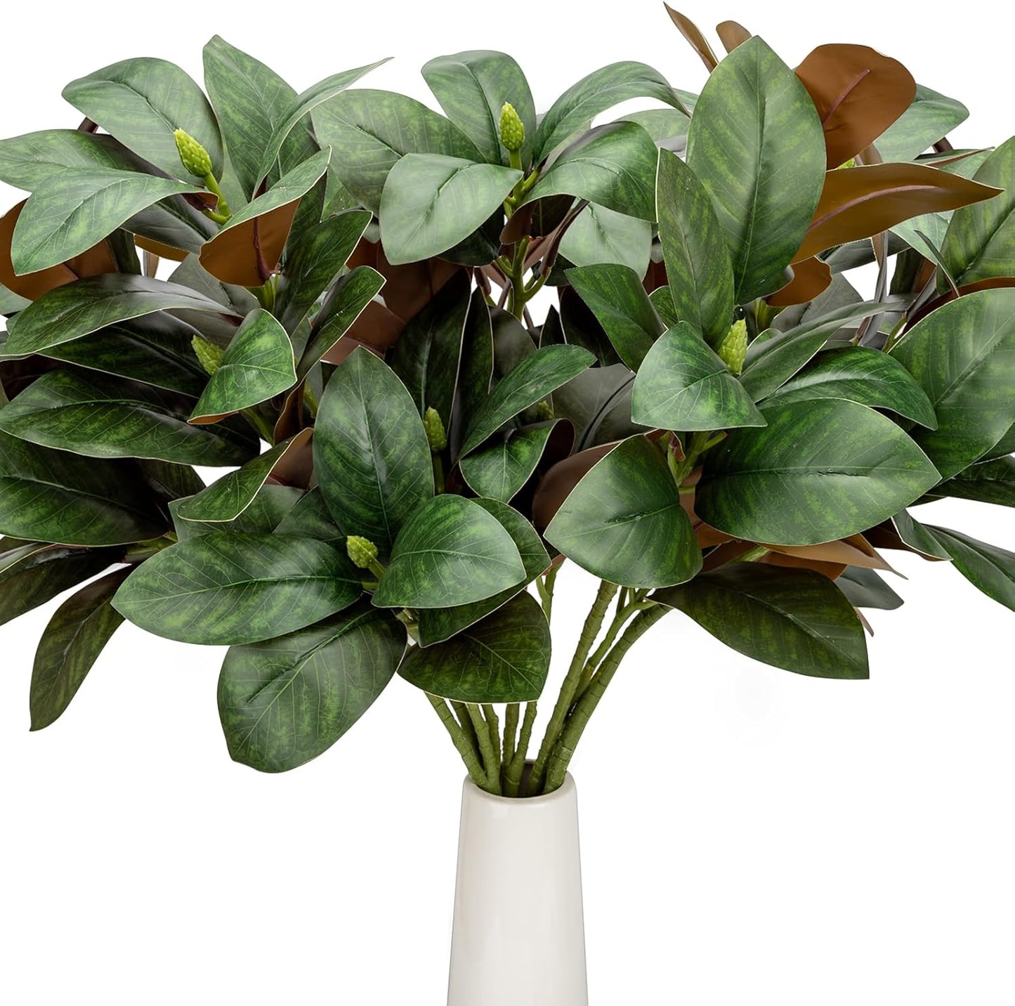 4 Pcs Magnolia Artificial Leaves Branches 22 Inch 3D Real Touch Faux Magnolia Stems Fake Magnolia Twigs for Indoor Outdoor Vase Filling Home Wedding Floral Arrangement Decoration