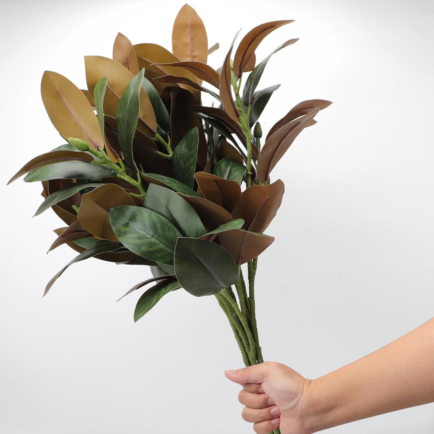 4 Pcs Magnolia Artificial Leaves Branches 22 Inch 3D Real Touch Faux Magnolia Stems Fake Magnolia Twigs for Indoor Outdoor Vase Filling Home Wedding Floral Arrangement Decoration