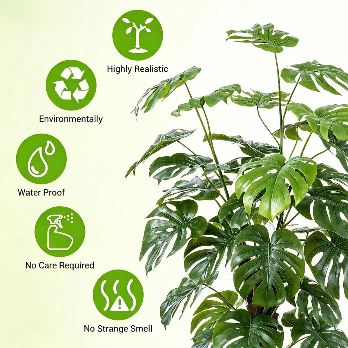 5ft Artificial Monstera Deliciosa Plant with Moss Pole
