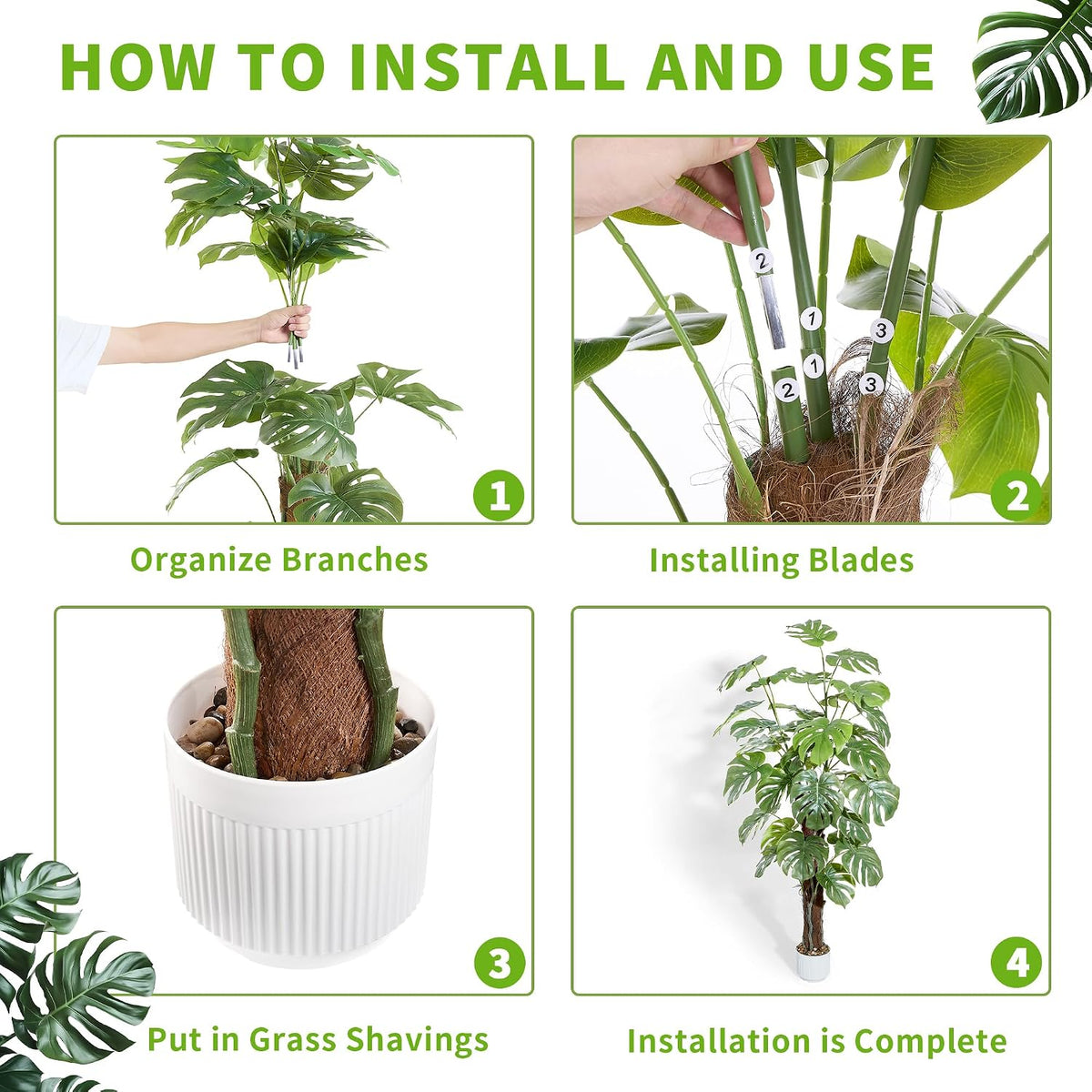 5ft Artificial Monstera Deliciosa Plant with Moss Pole
