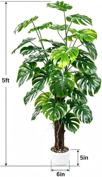 5ft Artificial Monstera Deliciosa Plant with Moss Pole