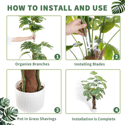 5ft Artificial Monstera Deliciosa Plant with Moss Pole