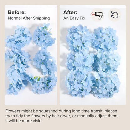 64 PCS Artificial Hydrangea Flowers, Silk Hydrangea Full Flowers Heads with Stems for Wedding Centerpieces, Home, Garden, Baby Shower, Party Decoration (Ivory)