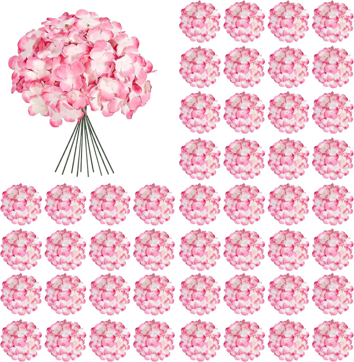 64 PCS Artificial Hydrangea Flowers, Silk Hydrangea Full Flowers Heads with Stems for Wedding Centerpieces, Home, Garden, Baby Shower, Party Decoration (Ivory)