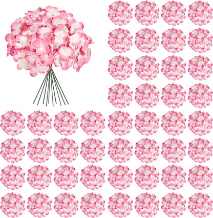 64 PCS Artificial Hydrangea Flowers, Silk Hydrangea Full Flowers Heads with Stems for Wedding Centerpieces, Home, Garden, Baby Shower, Party Decoration (Ivory)