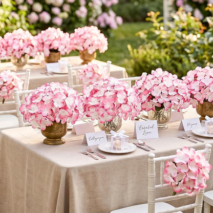 64 PCS Artificial Hydrangea Flowers, Silk Hydrangea Full Flowers Heads with Stems for Wedding Centerpieces, Home, Garden, Baby Shower, Party Decoration (Ivory)