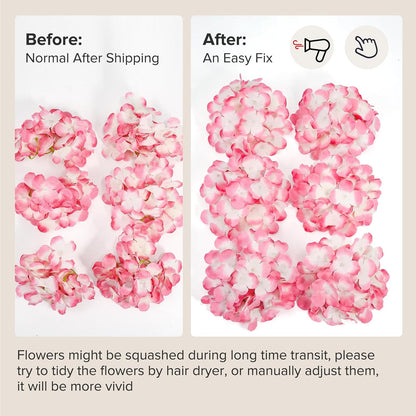 64 PCS Artificial Hydrangea Flowers, Silk Hydrangea Full Flowers Heads with Stems for Wedding Centerpieces, Home, Garden, Baby Shower, Party Decoration (Ivory)