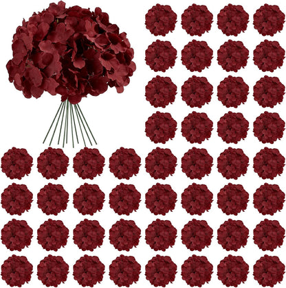 64 PCS Artificial Hydrangea Flowers, Silk Hydrangea Full Flowers Heads with Stems for Wedding Centerpieces, Home, Garden, Baby Shower, Party Decoration (Ivory)