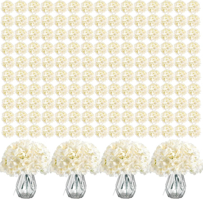 64 PCS Artificial Hydrangea Flowers, Silk Hydrangea Full Flowers Heads with Stems for Wedding Centerpieces, Home, Garden, Baby Shower, Party Decoration (Ivory)