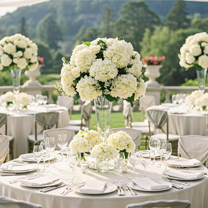 64 PCS Artificial Hydrangea Flowers, Silk Hydrangea Full Flowers Heads with Stems for Wedding Centerpieces, Home, Garden, Baby Shower, Party Decoration (Ivory)
