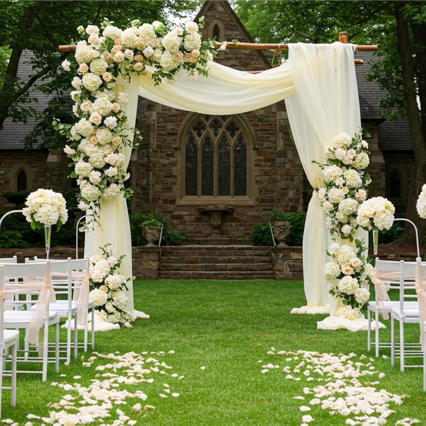 64 PCS Artificial Hydrangea Flowers, Silk Hydrangea Full Flowers Heads with Stems for Wedding Centerpieces, Home, Garden, Baby Shower, Party Decoration (Ivory)