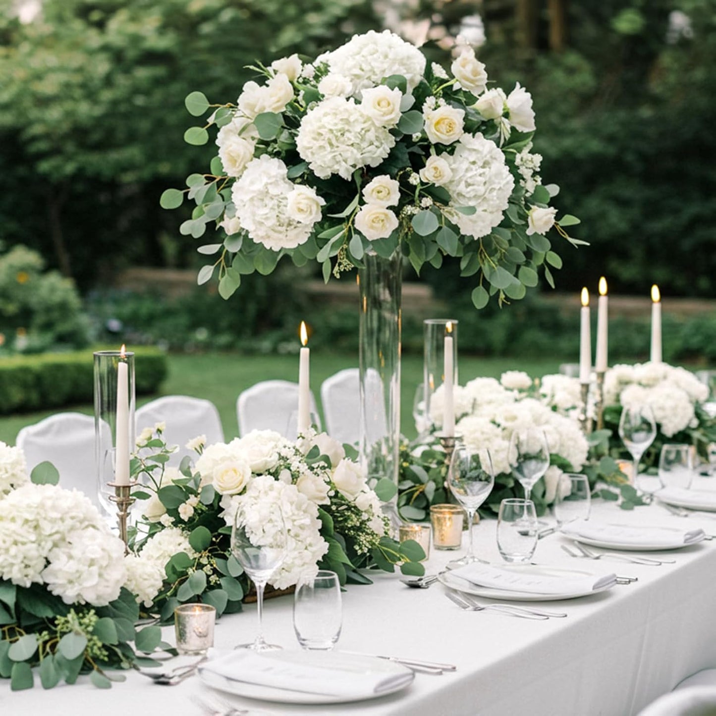64 PCS Artificial Hydrangea Flowers, Silk Hydrangea Full Flowers Heads with Stems for Wedding Centerpieces, Home, Garden, Baby Shower, Party Decoration (Ivory)