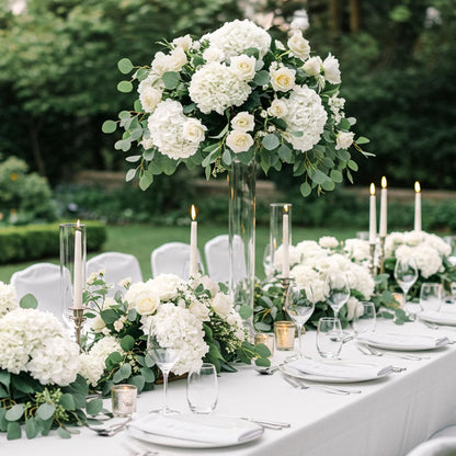 64 PCS Artificial Hydrangea Flowers, Silk Hydrangea Full Flowers Heads with Stems for Wedding Centerpieces, Home, Garden, Baby Shower, Party Decoration (Ivory)