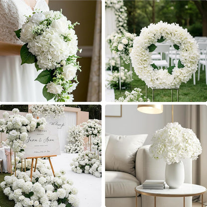 64 PCS Artificial Hydrangea Flowers, Silk Hydrangea Full Flowers Heads with Stems for Wedding Centerpieces, Home, Garden, Baby Shower, Party Decoration (Ivory)