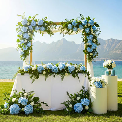 64 PCS Artificial Hydrangea Flowers, Silk Hydrangea Full Flowers Heads with Stems for Wedding Centerpieces, Home, Garden, Baby Shower, Party Decoration (Ivory)