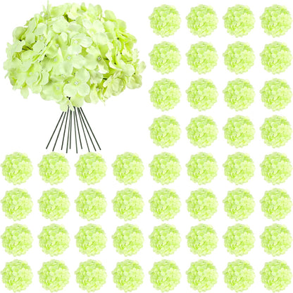 64 PCS Artificial Hydrangea Flowers, Silk Hydrangea Full Flowers Heads with Stems for Wedding Centerpieces, Home, Garden, Baby Shower, Party Decoration (Ivory)