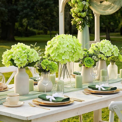 64 PCS Artificial Hydrangea Flowers, Silk Hydrangea Full Flowers Heads with Stems for Wedding Centerpieces, Home, Garden, Baby Shower, Party Decoration (Ivory)