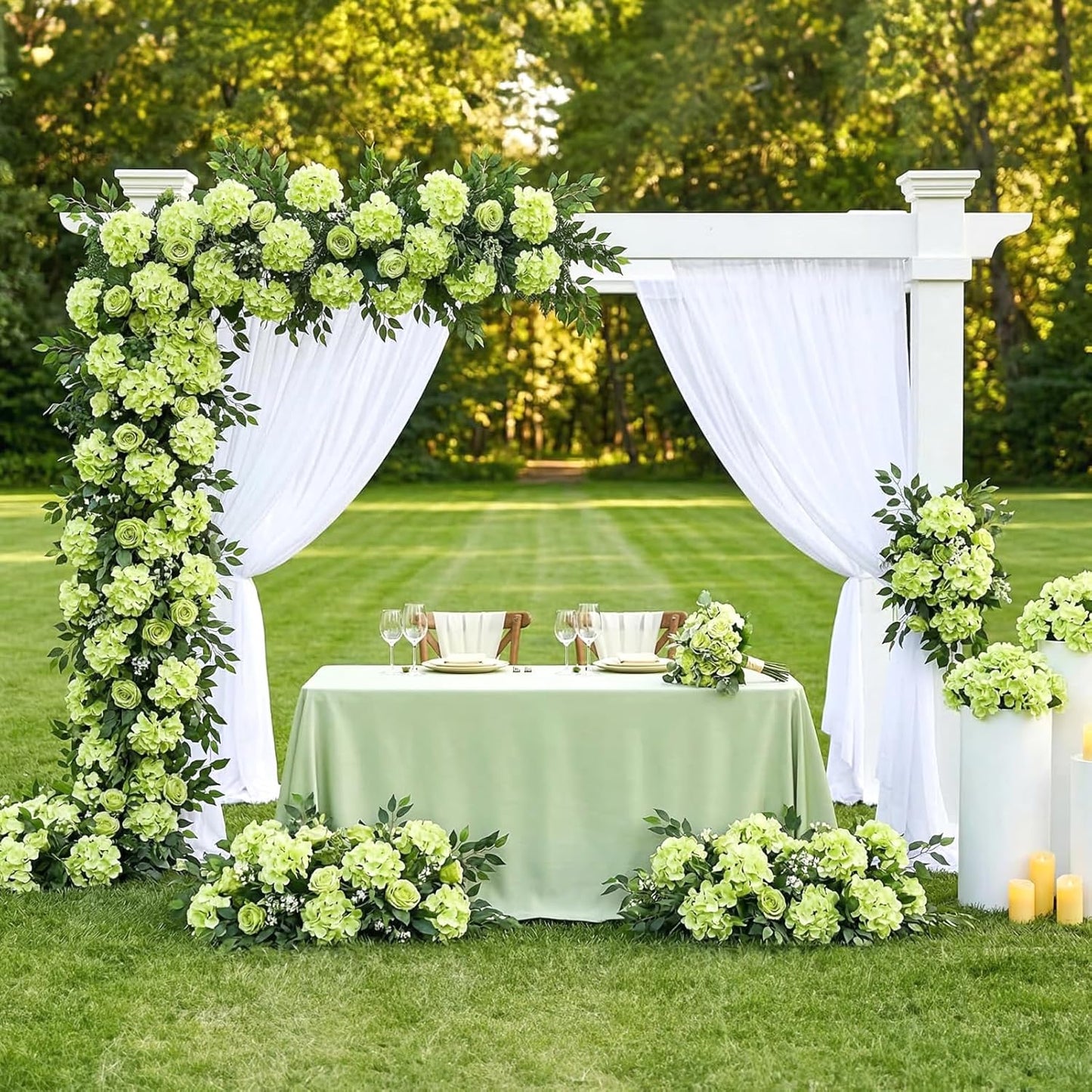 64 PCS Artificial Hydrangea Flowers, Silk Hydrangea Full Flowers Heads with Stems for Wedding Centerpieces, Home, Garden, Baby Shower, Party Decoration (Ivory)