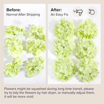 64 PCS Artificial Hydrangea Flowers, Silk Hydrangea Full Flowers Heads with Stems for Wedding Centerpieces, Home, Garden, Baby Shower, Party Decoration (Ivory)