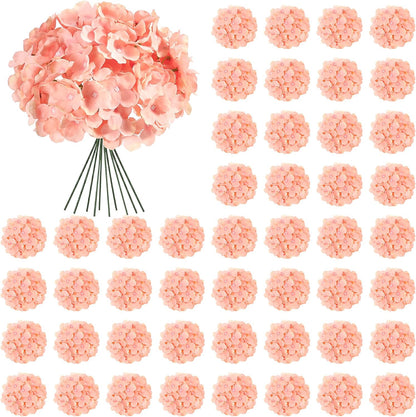 64 PCS Artificial Hydrangea Flowers, Silk Hydrangea Full Flowers Heads with Stems for Wedding Centerpieces, Home, Garden, Baby Shower, Party Decoration (Ivory)