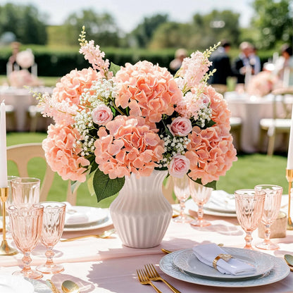 64 PCS Artificial Hydrangea Flowers, Silk Hydrangea Full Flowers Heads with Stems for Wedding Centerpieces, Home, Garden, Baby Shower, Party Decoration (Ivory)