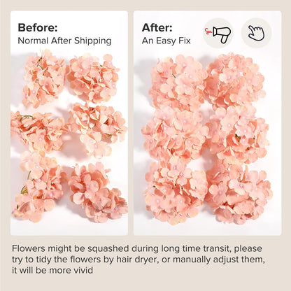 64 PCS Artificial Hydrangea Flowers, Silk Hydrangea Full Flowers Heads with Stems for Wedding Centerpieces, Home, Garden, Baby Shower, Party Decoration (Ivory)