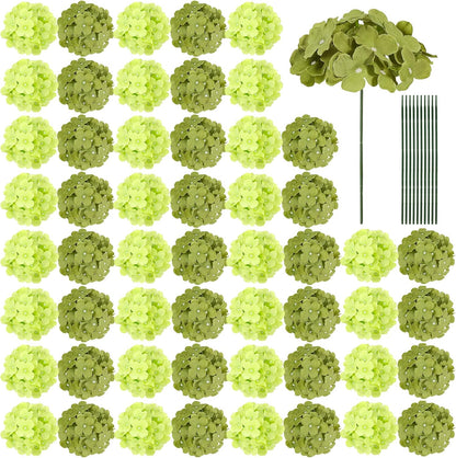 64 PCS Artificial Hydrangea Flowers, Silk Hydrangea Full Flowers Heads with Stems for Wedding Centerpieces, Home, Garden, Baby Shower, Party Decoration (Ivory)