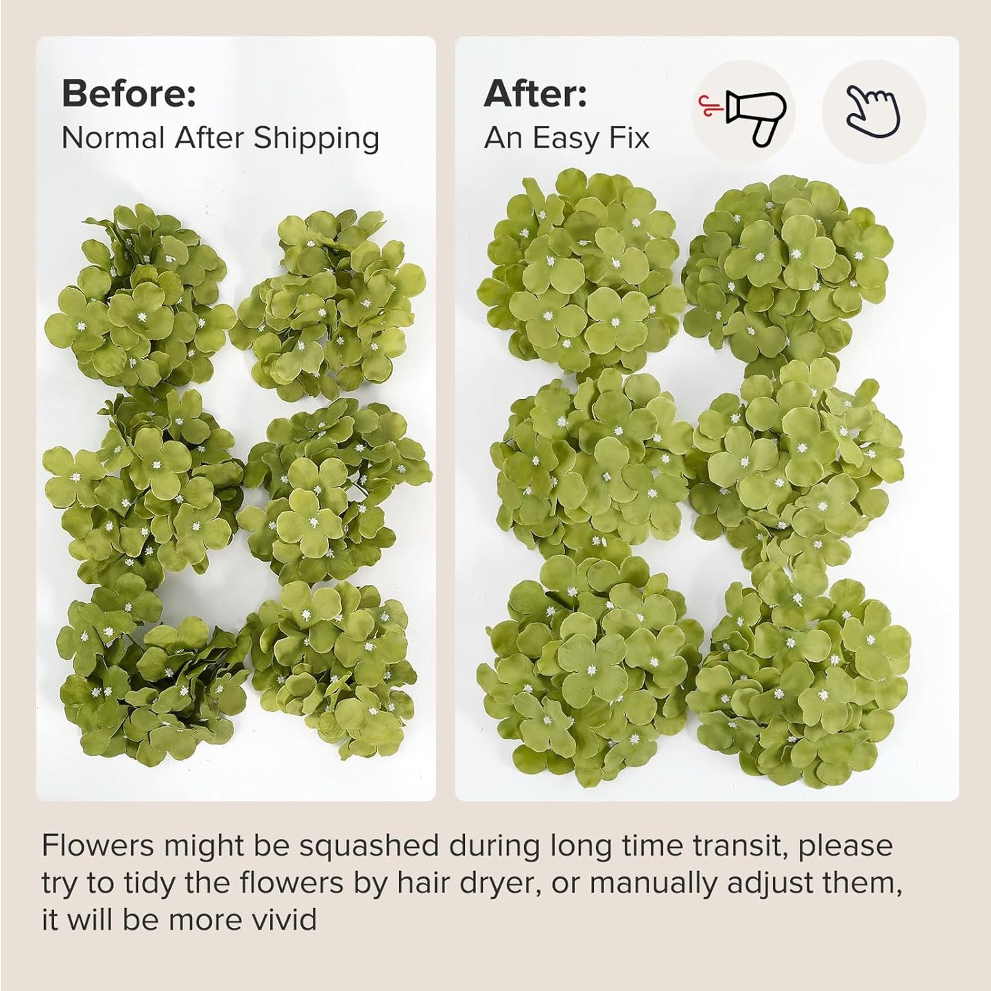 64 PCS Artificial Hydrangea Flowers, Silk Hydrangea Full Flowers Heads with Stems for Wedding Centerpieces, Home, Garden, Baby Shower, Party Decoration (Ivory)